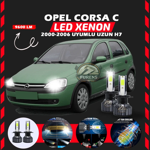Opel Corsa C 2000-2006 Uzun Far Uyumlu Şimşek Etkili Led Xenon Pro Series H7 ürün görseli 1