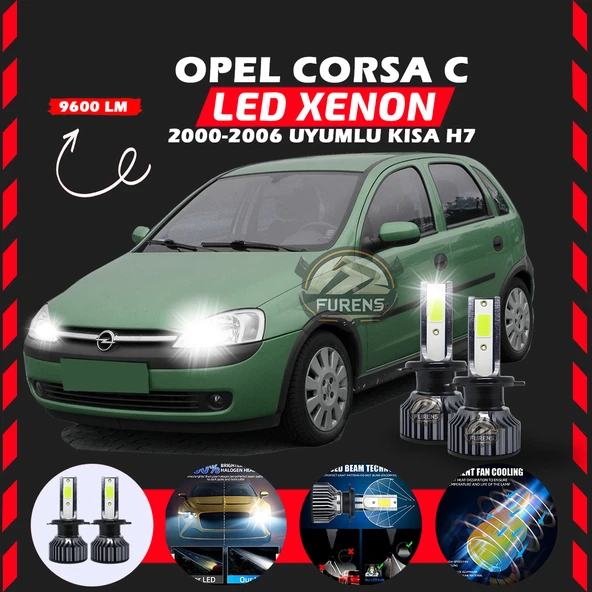Opel Corsa C 2000-2006 Kısa Far Uyumlu Şimşek Etkili Led Xenon Pro Series H7 ürün görseli 1