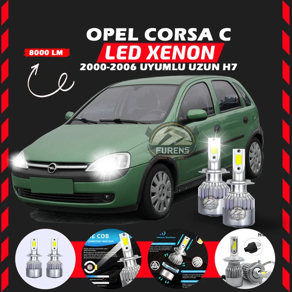 Opel Corsa C 2000-2006 Uzun Far Uyumlu Şimşek Etkili Led Xenon Performance Series H7 ürün görseli 1