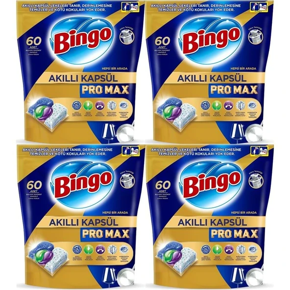 Bingo Akıllı Kapsül Pro Max Bulaşık Makinesi Deterjanı Tableti 240 Adet Limon Kokulu (4PK*60) ürün görseli 1