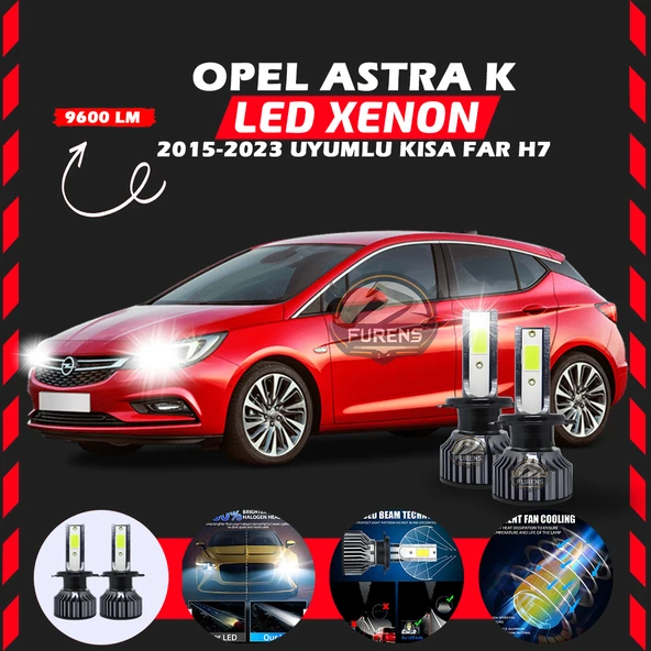 Opel Astra K 2015-2023 Kısa Far Uyumlu Şimşek Etkili Led Xenon Pro Series H7 ürün görseli 1