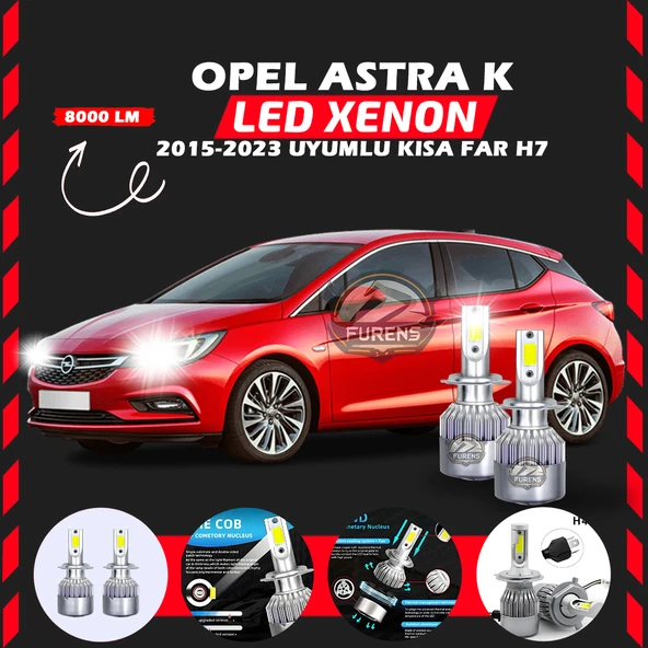 Opel Astra K 2015-2023 Kısa Far Uyumlu Şimşek Etkili Led Xenon Performance Series H7 ürün görseli 1