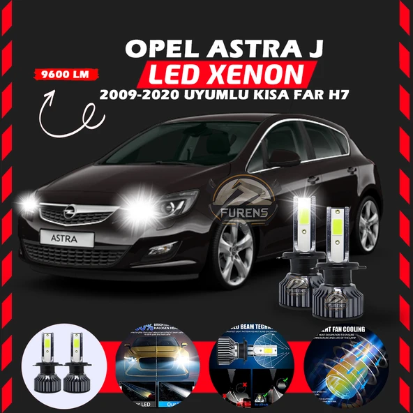Opel Astra J 2009-2020 Kısa Far Uyumlu Şimşek Etkili Led Xenon Pro Series H7 ürün görseli 1