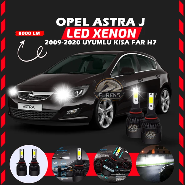 Opel Astra J 2009-2020 Kısa Far Uyumlu Şimşek Etkili Led Xenon Light Series H7 ürün görseli 1