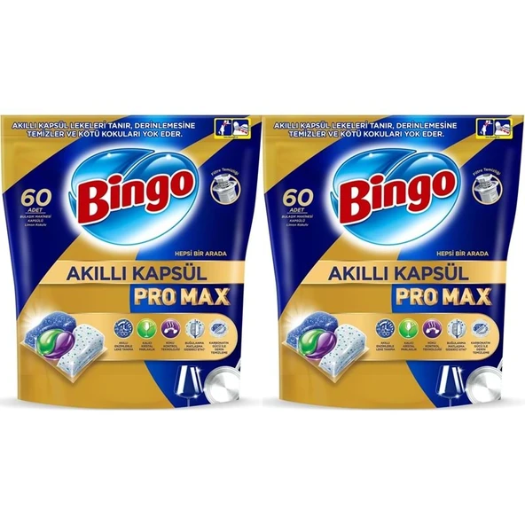 Bingo Akıllı Kapsül Pro Max Bulaşık Makinesi Deterjanı Tableti 120 Adet Limon Kokulu (2PK*60) ürün görseli 1