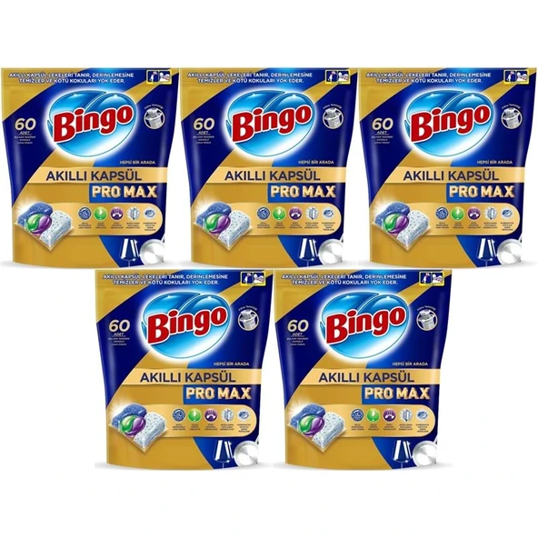 Bingo Akıllı Kapsül Pro Max Bulaşık Makinesi Deterjanı Tableti 300 Adet Limon Kokulu (5PK*60) ürün görseli 1
