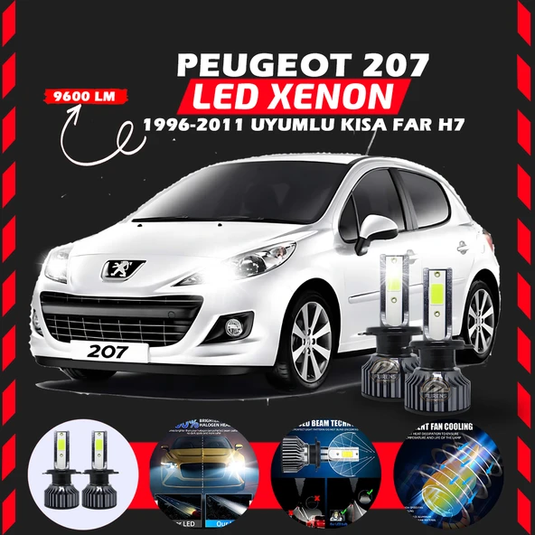 Peugeot 207 1996-2011 Kısa Far Uyumlu Şimşek Etkili Led Xenon Pro Series H7 ürün görseli 1