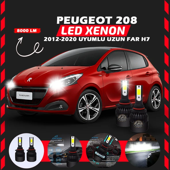 Peugeot 208 2012-2020 Uzun Far Uyumlu Şimşek Etkili Led Xenon Light Series H7 ürün görseli 1