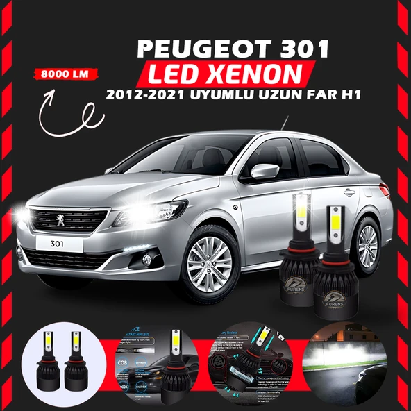 Peugeot 301 2012-2021 Uzun Far Uyumlu Şimşek Etkili Led Xenon Light Series H1 ürün görseli 1