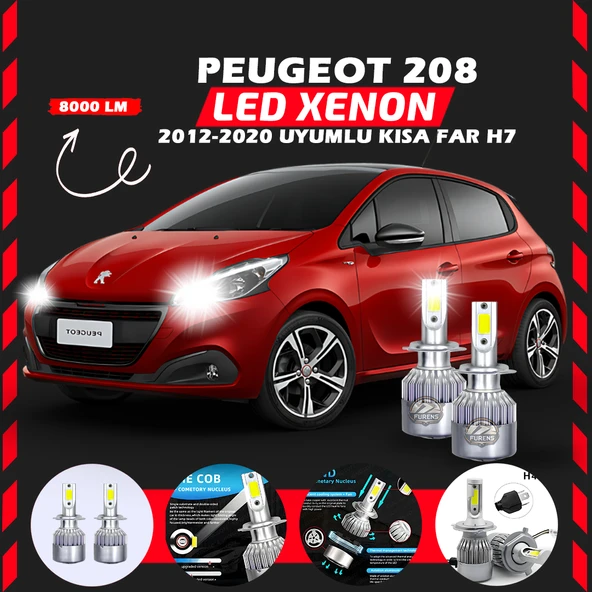 Peugeot 208 2012-2020 Kısa Far Uyumlu Şimşek Etkili Led Xenon Performance Series H7 ürün görseli 1