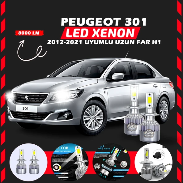 Peugeot 301 2012-2021 Uzun Far Uyumlu Şimşek Etkili Led Xenon Performance Series H1 ürün görseli 1