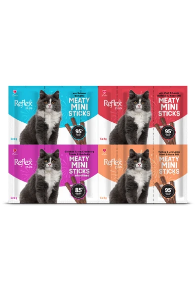 Plus Mini Mix Somonlu & Kuzulu & Biftekli & Kısır Tavuklu Kedi Ödülleri 20 x 2 Gr ürün görseli 1