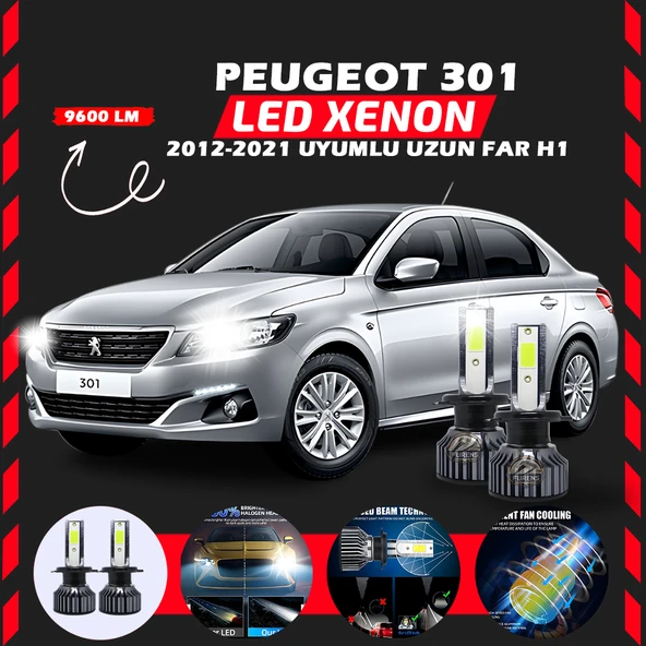 Peugeot 301 2012-2021 Uzun Far Uyumlu Şimşek Etkili Led Xenon Pro Series H1 ürün görseli 1