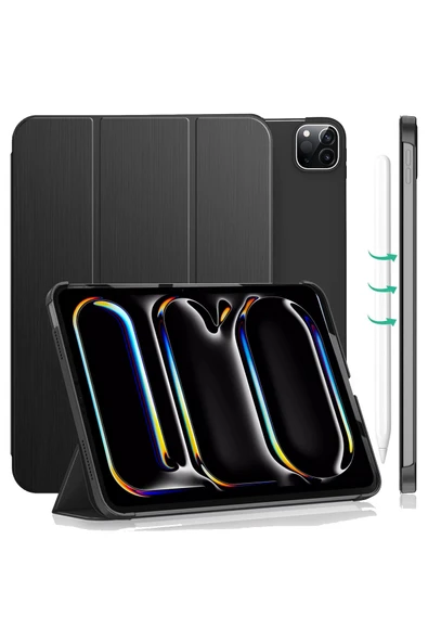 Ipad Pro 13 Inç 2024 M4 Kılıf Flip Smart Standlı Akıllı Kılıf Smart Cover Case  Siyah ürün görseli 1