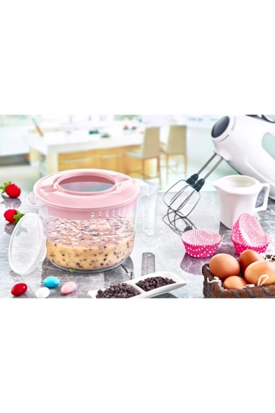 Yourhome 2500ml Pembe Kapaklı Mikser Kabı (Kaymaz Ayaklı) ürün görseli 1