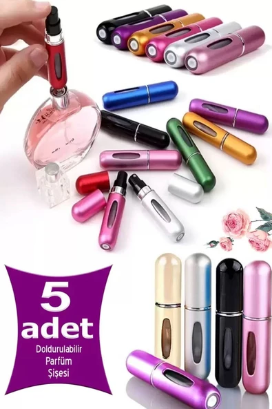 Patisland 5 Adet Taşınabilir Mini Doldurmalı Parfüm Şisesi Cep Parfümü Orijinal Parfüm Seti ürün görseli 1