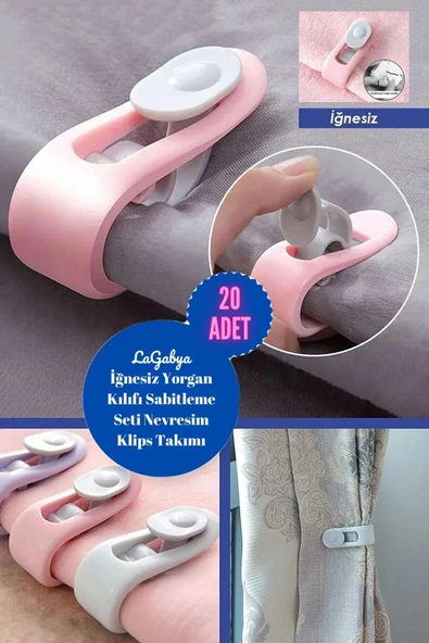 Online Kapında 20 Adet İğnesiz Yorgan Klipsi Nevresim Tutucu SAbitleyici Kaydırmaz Kilitli Klips ürün görseli 1
