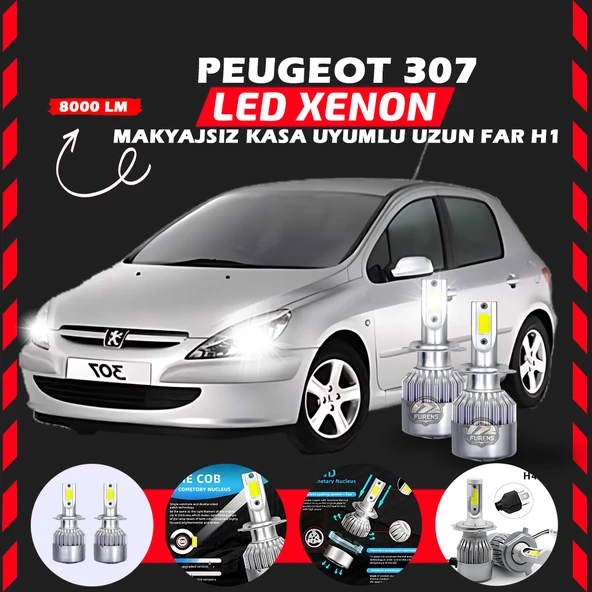 Peugeot 307 Makyajsız Kasa Uzun Far Uyumlu Şimşek Etkili Led Xenon Performance Series H1 ürün görseli 1