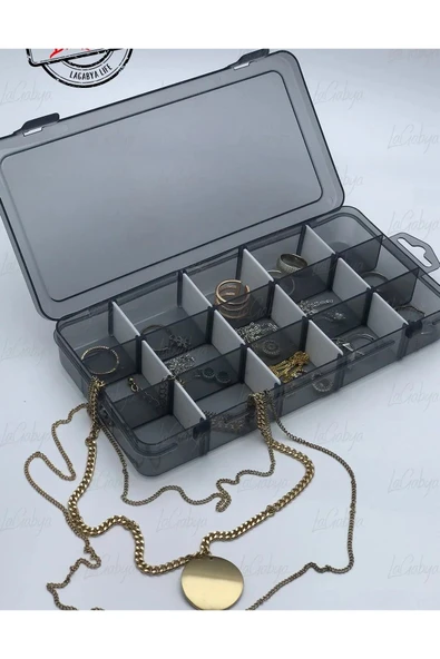 Online Kapında Lüks 15 Bölmeli Ayarlanabilir Takı Organizer Ilaç Boncuk Küpe Kolye Yüzük Toka Kutusu ürün görseli 1