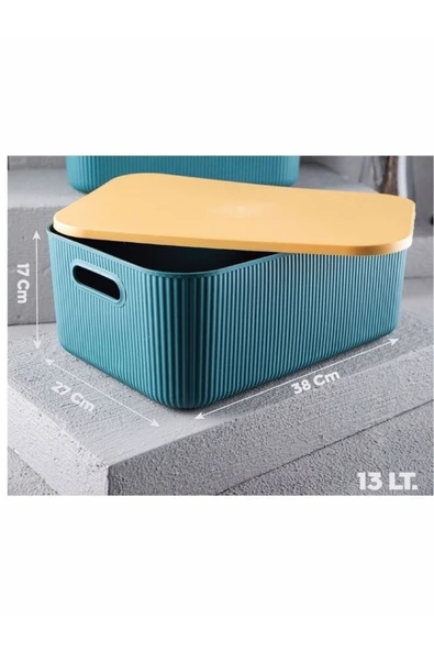 WOLKE PLASTIC Lova Shell 13,4 Lt Dekoratif Çok Amaçlı Kapaklı Saklama Kutusu ürün görseli 1