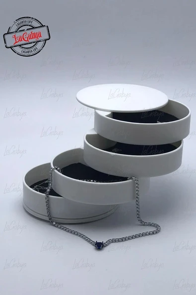Online Kapında Lüks 4 Katlı Silindir Döner Takı Aksesuar Makyaj Yüzük Küpe Toka Kutusu Organizeri (10x10cm) ürün görseli 1