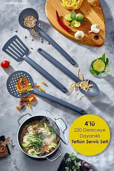 Online Kapında Online KapındaPratik4'lüyanmazyapışmaz TeflonServis Seti 20 Derece Dayanıklı epçeKevgirspatula Kaşık ürün görseli 1