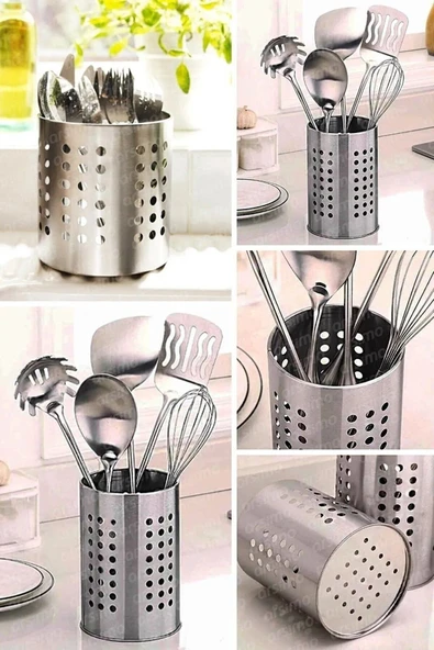 Online Kapında Siyah Metal Silindir Lüks Kaşıklık Tezgah Üstü Servis Standı Dik Kaşıklık Düzenleyici ürün görseli 1