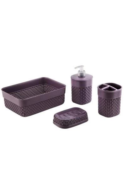 Online Kapında Lüks 4lü Elegant Banyo Seti Plastik Banyo Seti Banyo Aksesuarları ürün görseli 1