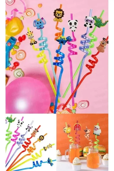 Online Kapında Lüks12 Adet Sevimli Emojili Plastik Pipet Kıvrımlı Renkli Emojili Kokteyl Pipet +1 Temizleme Fırçası ürün görseli 1