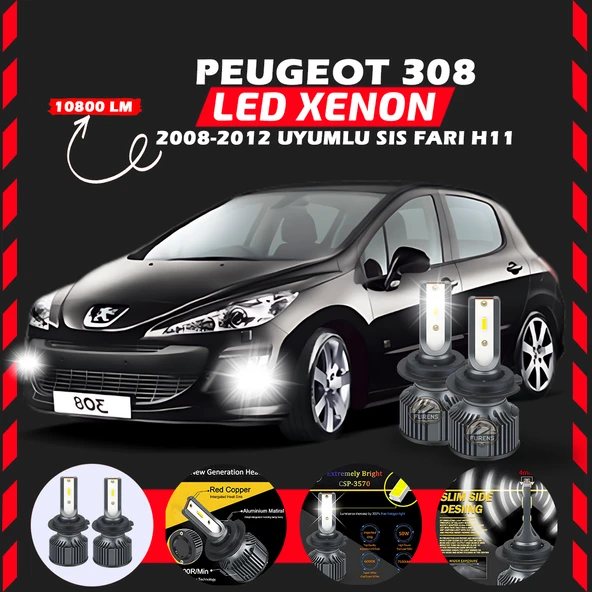 Peugeot 308 2008-2012 Sis Farı Uyumlu Şimşek Etkili Led Xenon Premium Series H1 ürün görseli 1