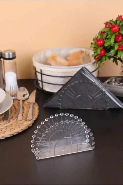 Online Kapında Lüks Kristal Boncuklu Servis Peçetelik Sunumluk Mutfak Servis Sunum Takımı ürün görseli 1
