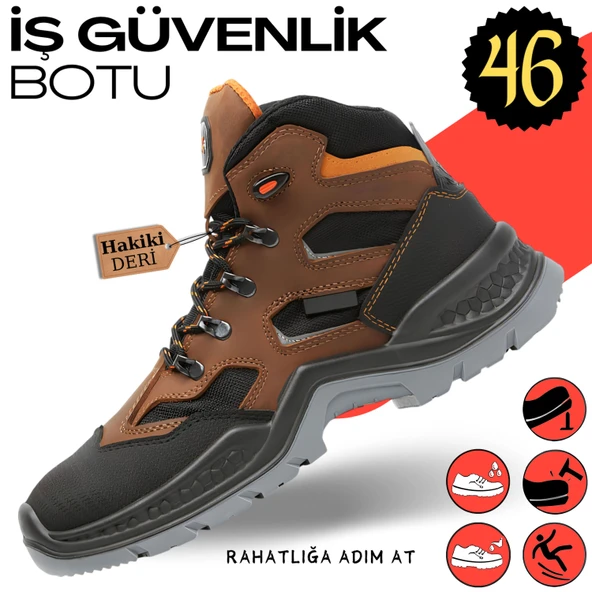 İş Botu Ayakkabısı Suya Dayanıklı Hakiki Deri 46 Numara Demir Burunlu Kış İnşaatçı Tekstil Ayakkabı ürün görseli 1