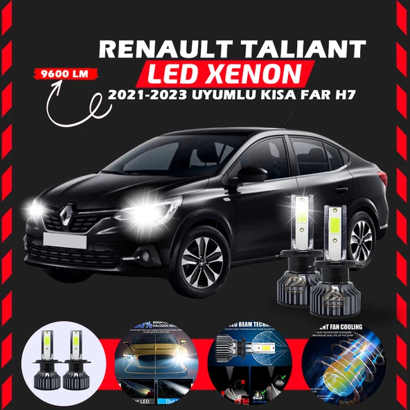Renault Taliant 2021-2023 Kısa Far Uyumlu Şimşek Etkili Led Xenon Pro Series H7 ürün görseli 1