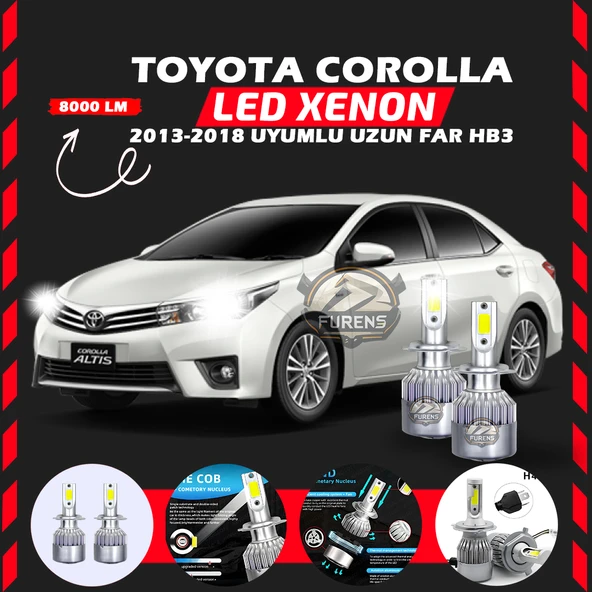 Toyota Corolla 2013-2018 Uzun Far Uyumlu Şimşek Etkili Led Xenon Performance Series HB3 ürün görseli 1
