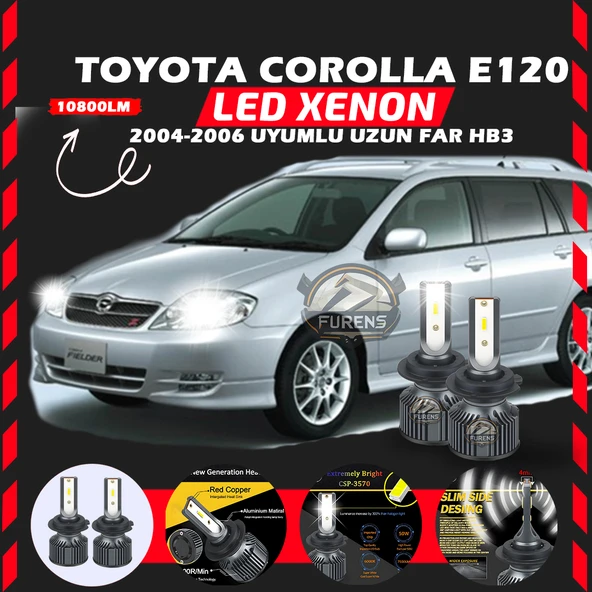 Toyota Corolla E120 2004-2006 Uzun Far Uyumlu Şimşek Etkili Led Xenon Premium Series HB3 ürün görseli 1