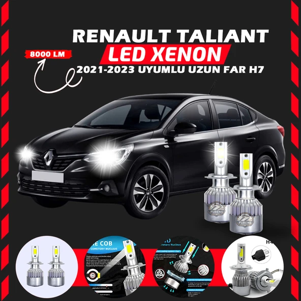Renault Taliant 2021-2023 Uzun Far Uyumlu Şimşek Etkili Led Xenon Performance Series H7 ürün görseli 1