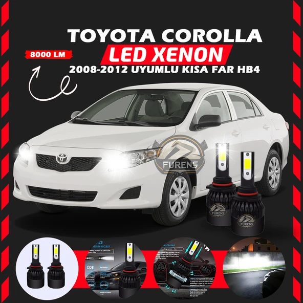 Toyota Corolla 2008-2012 Kısa Far Uyumlu Şimşek Etkili Led Xenon Light Series HB4 ürün görseli 1
