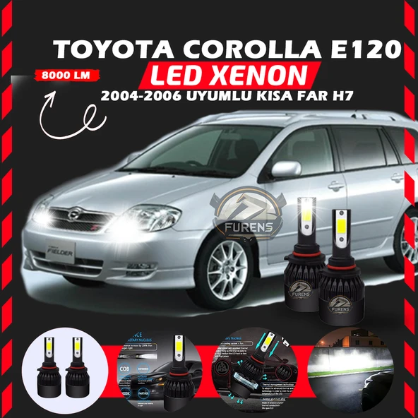 Toyota Corolla E120 2004-2006 Kısa Far Uyumlu Şimşek Etkili Led Xenon Light Series H7 ürün görseli 1