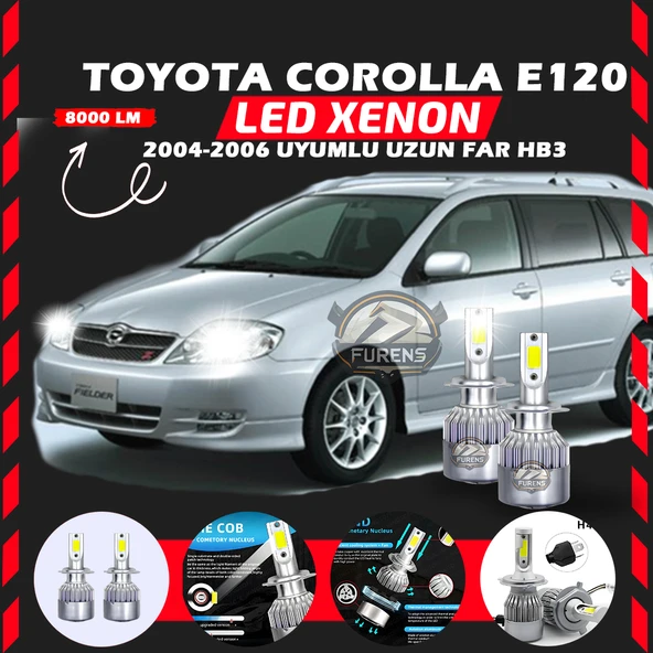 Toyota Corolla E120 2004-2006 Uzun Far Uyumlu Şimşek Etkili Led Xenon Performance Series HB3 ürün görseli 1