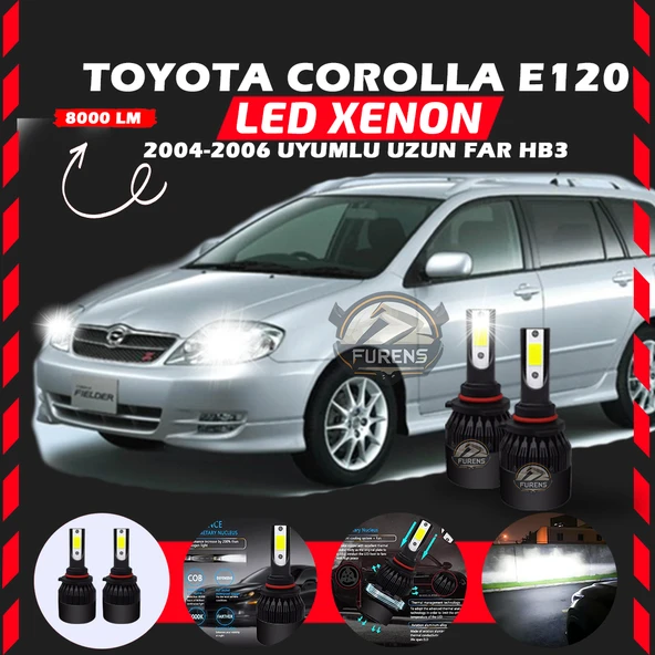 Toyota Corolla E120 2004-2006 Uzun Far Uyumlu Şimşek Etkili Led Xenon Light Series HB3 ürün görseli 1