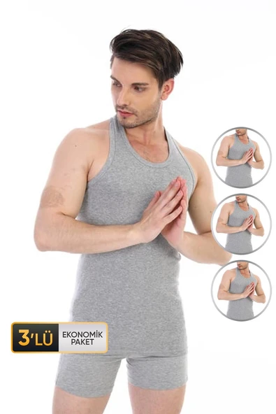 Erkek Ribana Spor Gri Atlet 915 3'lü Ekonomik Paket ürün görseli 1
