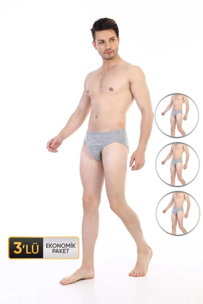 Erkek Süprem Gri Melanj Slip 3'lü Ekonomik Paket 741 ürün görseli 1