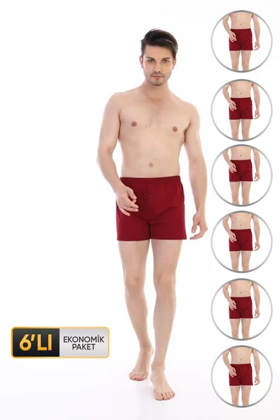 Erkek Penye Bordo Boxer 805 6'lı Ekonomik Paket ürün görseli 1
