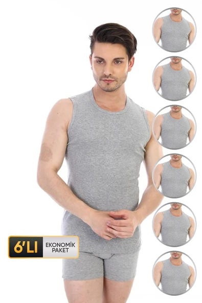 Erkek Ribana Kolsuz Spor Gri Atlet 920 6'lı Ekonomik Paket ürün görseli 1