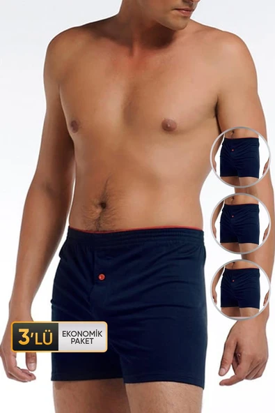 Erkek Penye Lacivert Boxer 805 3'lü Ekonomik Paket ürün görseli 1