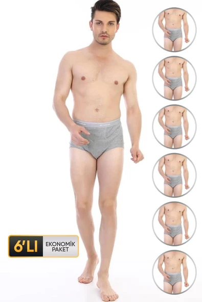 Erkek Ribana Klasik Gri Melanj Slip 860 6'lı Ekonomik Paket ürün görseli 1