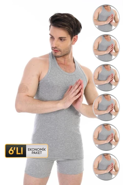 Erkek Ribana Spor Gri Atlet 915 6'lı Ekonomik Paket ürün görseli 1