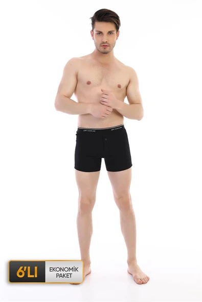 Erkek Elastanlı Biyeli Siyah Boxer Şort 0880 6'lı Ekonomik Paket ürün görseli 1