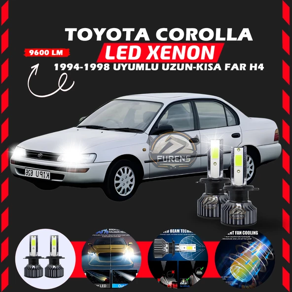Toyota Corolla Efsane Kasa Uzun Kısa Far Uyumlu Şimşek Etkili Led Xenon Pro Series H4 ürün görseli 1