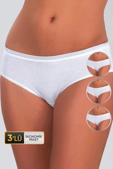 Kadın Basic Beyaz Bikini 623 3'lü Ekonomik Paket ürün görseli 1